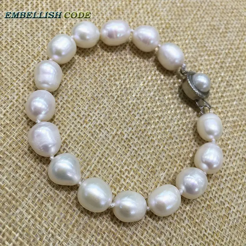 low price 9-10mm white pearl necklace bracelet earring set real natural Cultured Freshwater pearl teardrop shape Classic women