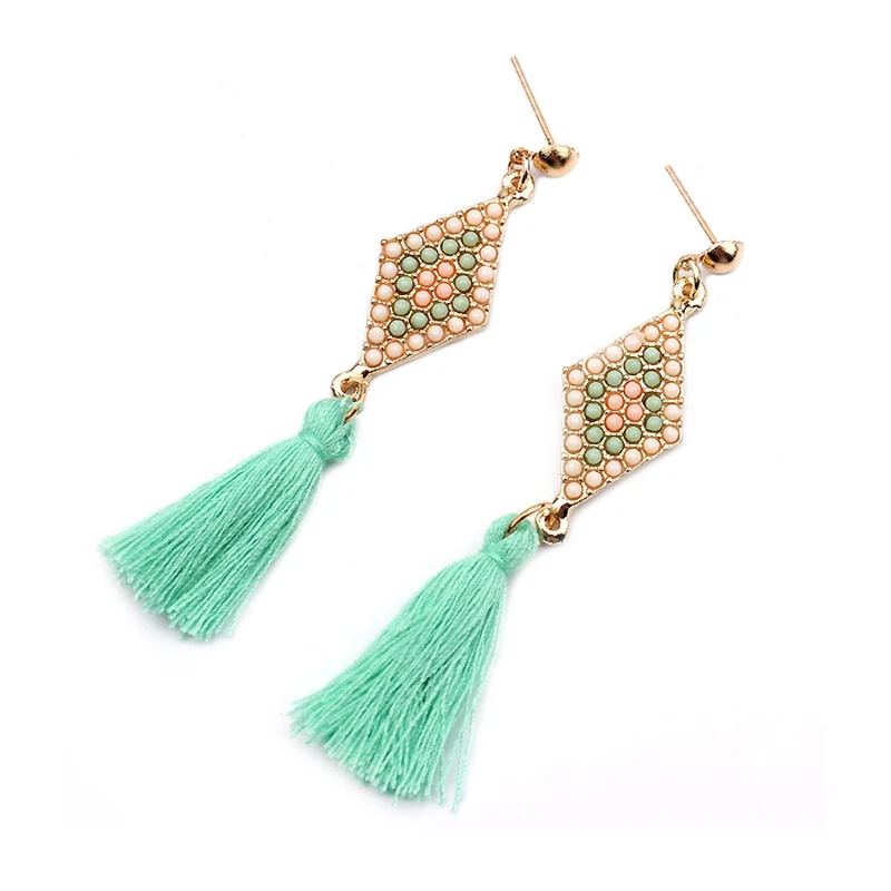 Pendientes largos de gota de cristal para mujer, aretes largos bohemios con borlas doradas, a la moda, para fiesta de boda, regalos de joyería