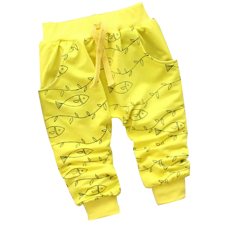 Hot sale 2016 new spring happy children fish high-quality cartoon 100% cotton trousers 0-2 year fashion baby boy girls pants