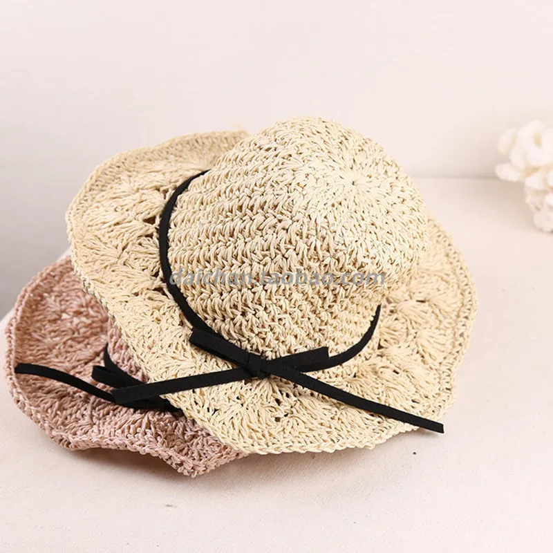 Sun Hat Parent-child Straw Mother-daughter Summer Eaves Sun Shade Beach Hats Sunscreen Foldable Holiday Fashion Visor Cap H107