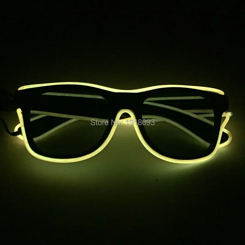 

30oieces EL Wire Glowing Glasses For Carnival Holiday Lighting Decoration Neon Cold Light Glasses with dark lens