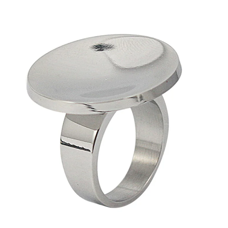 Women Stainless Steel Coin Rings Silver Color Fashion Jewelry US Size 9 8 7 6 Blank Ring 1 Piece