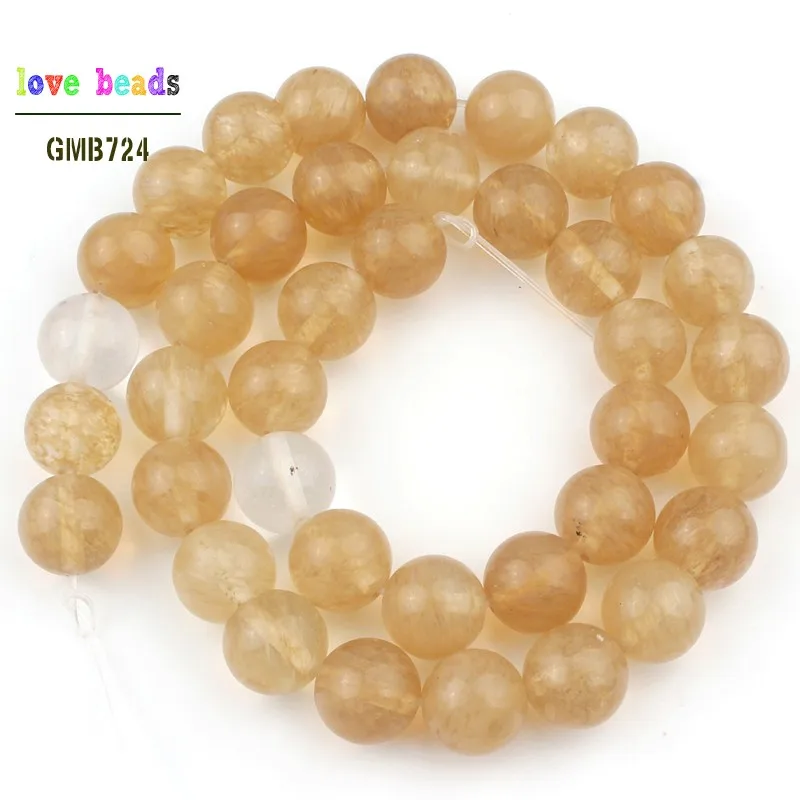 4/6/8/10/12mm Wholesale Yellow Citrines Quartzs Loose Beads for Jewelry Making Natural Stone Diy Bracelet 15\