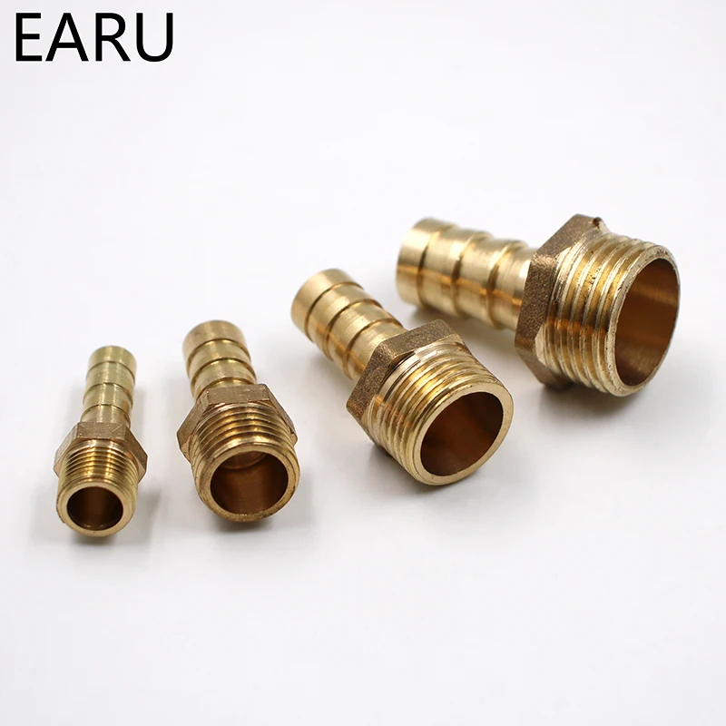 Brass Male Barb Hose Tail Fitting Fuel Air Gas Water Hose Oil 4m-12m 1/8\'\' 1/4\'\' 1/2\'\' Pneumatic Connector Connect Socket Plug