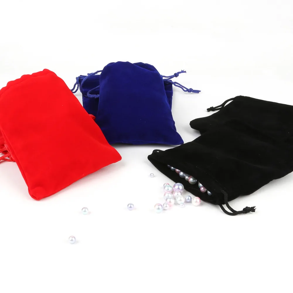 Red/Black/Dark Blue 10*12cm 5pcs Velvet Packing Drawstring Pouch Bag/Jewelry Bag Christmas/Wedding Gift Bead Container Storage