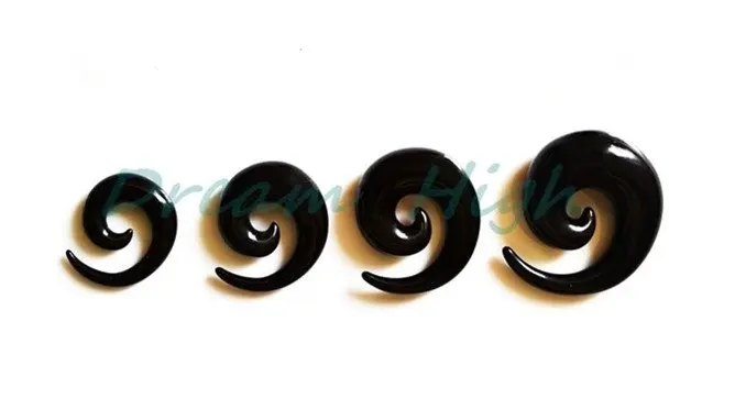 

Bigger Black Spiral Expanders12mm 14 1618mm 20mm UV Acrylic each size 10pair Ear expander Plug Flesh Tunnel Stretcher wholesale