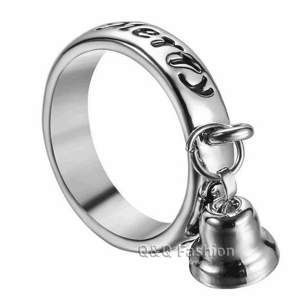 RechicGu Christmas Etched Bell Pendant Ring Party Fashion Jewelry Festival Gifts Man Woman Trendy Accessories Wholesale