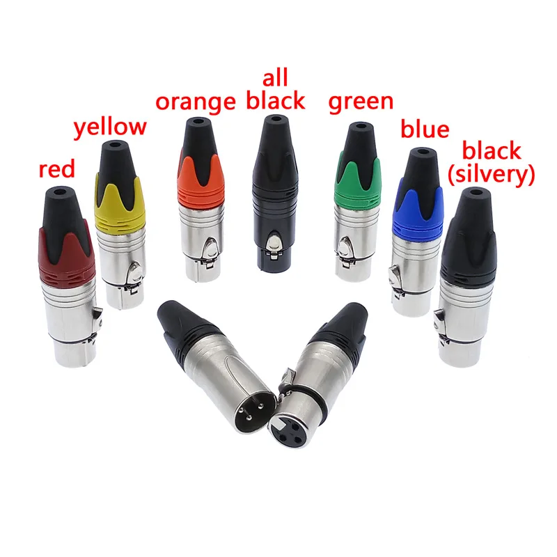 xlr connector audio plug microphone plug 3pin speaker  connector male & female colour mic connector