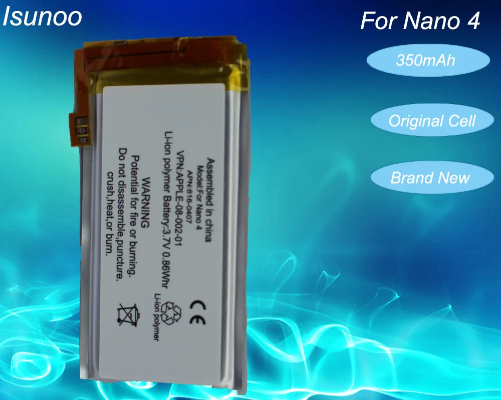 

5 шт./лот 3,7 в литий-ионный полимерный Сменный аккумулятор для iPod Nano 4-го поколения