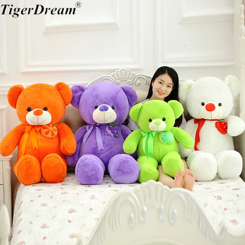 One Piece Soft Fruit Teddy Bear Toy Doll PP Cotton Stuffed Toys High Quality Sleeping Pillows Valentine's Day Presents 4 Colors