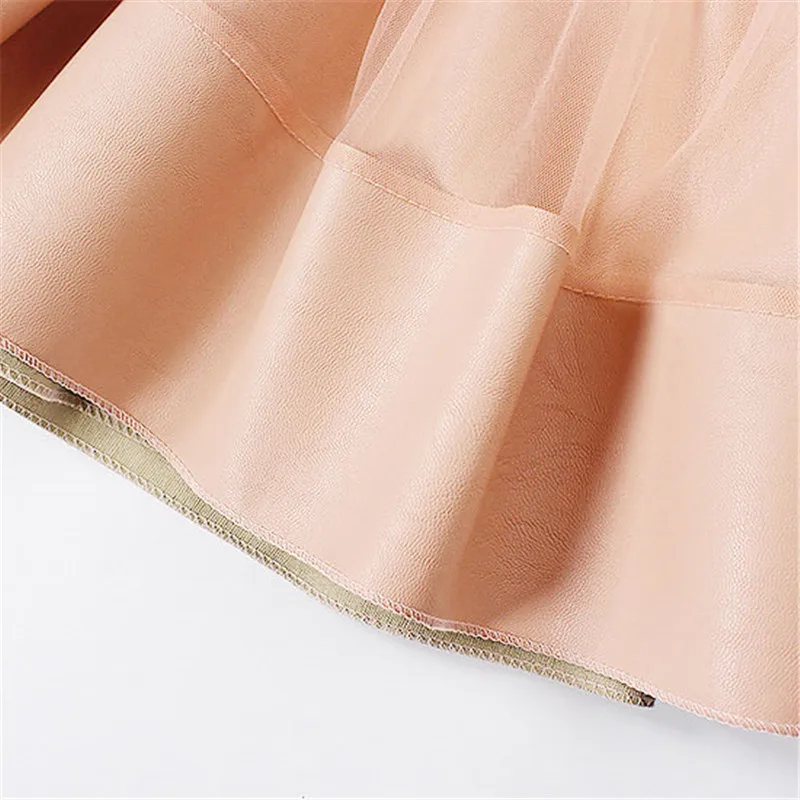 Fanfiluca Girls Skirts 2018 New Baby Girl PU Faux Leather Mesh Patchwork Skirt Autumn Clothes Girls 8 Years Pink Tutu Pettiskirt