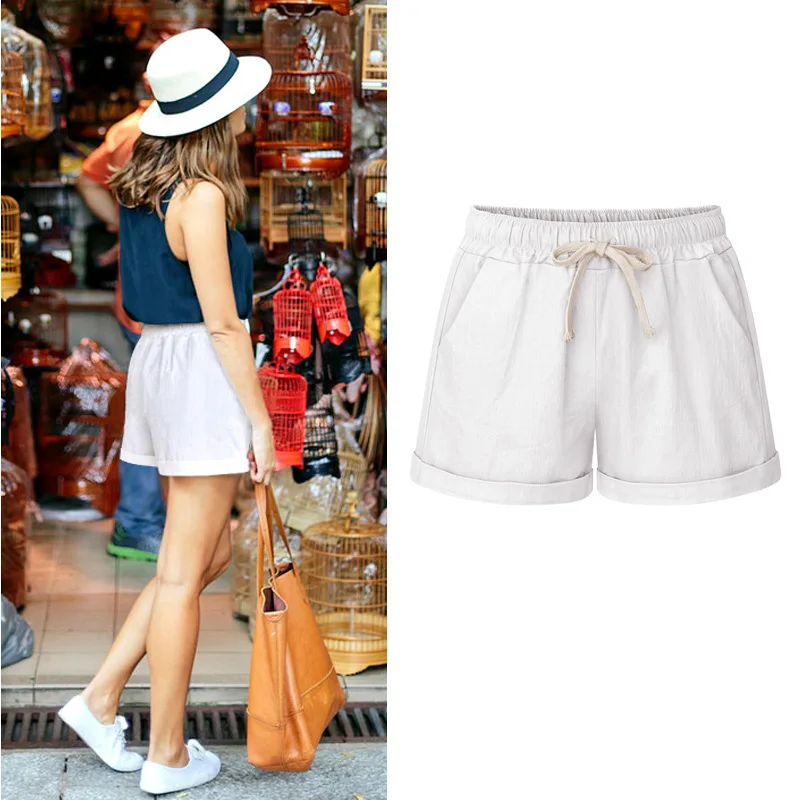 Summer Cotton Shorts Women Fashion Casua Short Pants Loose Slim Female shorts M-7XL