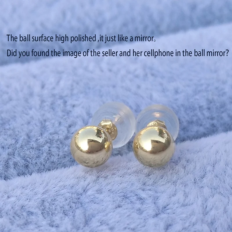 Classic Minimalist Ball 18K Bead  Diameter 3 4 5mm Optional Real Au750 Stud Earring for Womens Man Girls