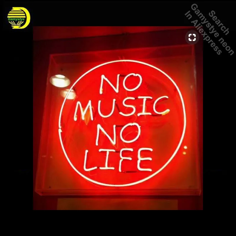 

NO MUSIC NO LIFE NEON LIGHT SIGN REAL GLASS Tube PUB Sign Decorate Home Room Store Display Handcraft Iconic Sign personalized