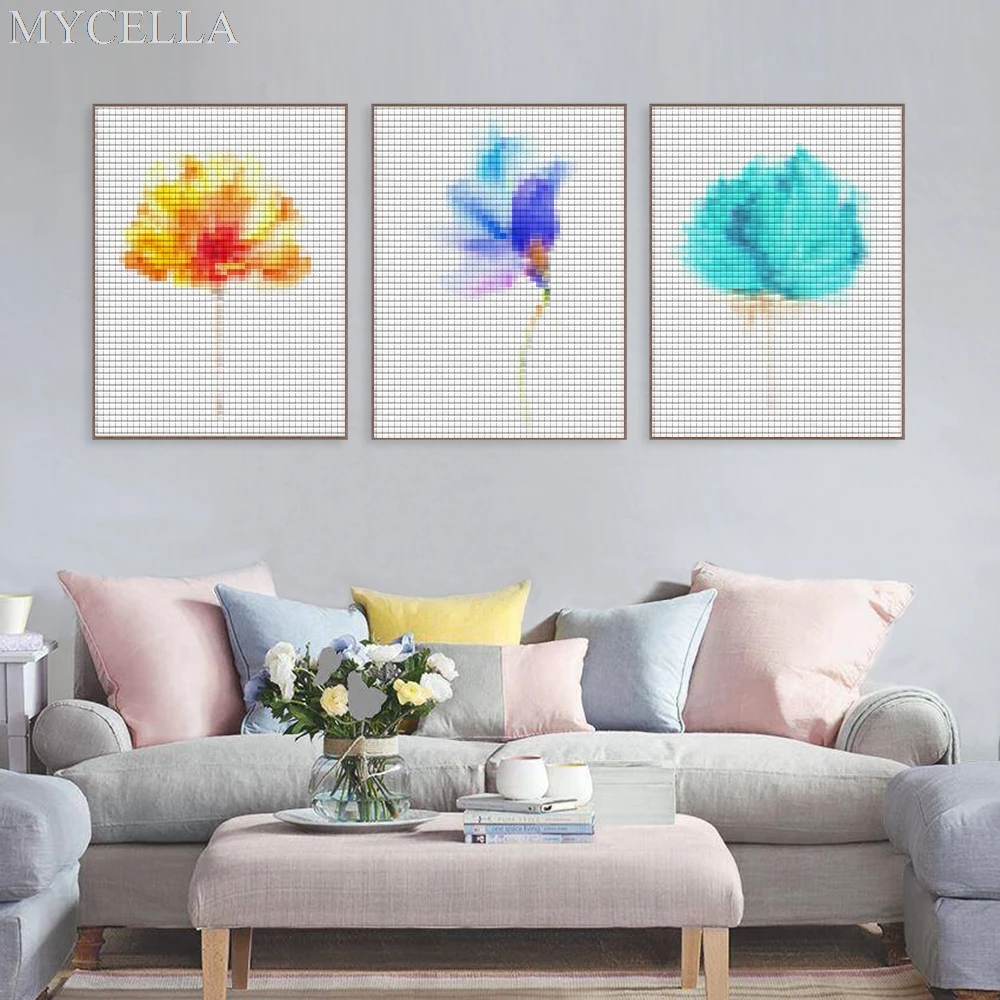 

watercolor Diamond Embroidery Cartoon flower Full Rhinestones Cross Stitch 5D DIY Diamond Painting Wall Sticker for Home Decor