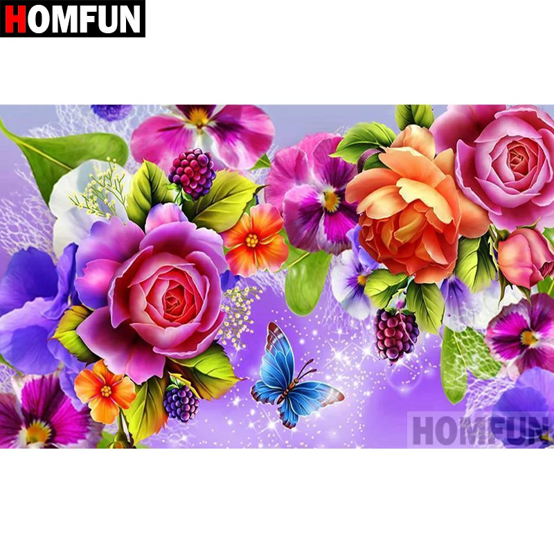 استكشاف تجربة الرسم بالألماس الكاملة المربعة: تقييم شامل لمنتج HOMFUN زهرة وفراشة 3D