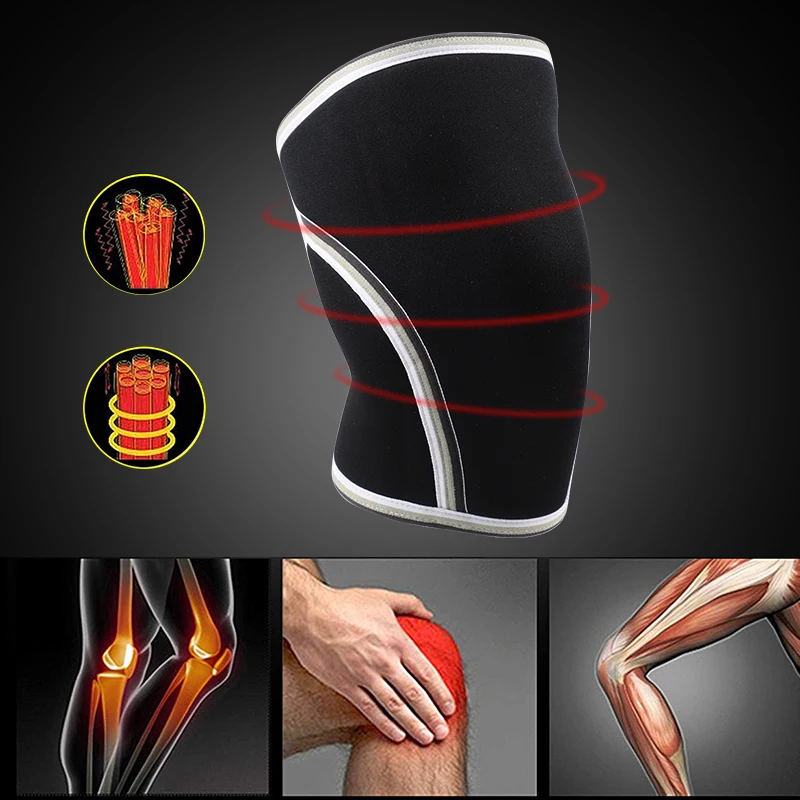 1 PCS Neoprene Knee Protectors Supports 7mm Knee Braces Weightlifting Squat Powerlifting Strongman Knee Sleeves