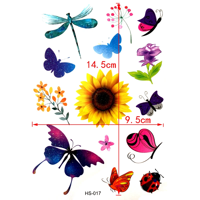 3PCS Flower Waterproof Temporary Tattoos Men dragonfly Animal temporary tattoos harajuku tatuagem Flash Gold tattoo henna tatoo