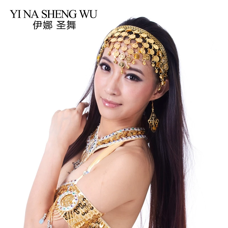 1Pc Bellyเต้นรำอุปกรณ์เสริมHeaddressสำหรับBelly Danceผู้หญิงGold Silver Belly Dance Performanceสวมใส่เต้นรำProps