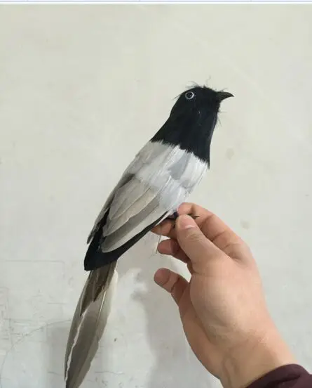 黒い頭の鳥のおもちゃ,プラスチックと毛皮,かわいいシミュレーションギフト,約20cm, 2275