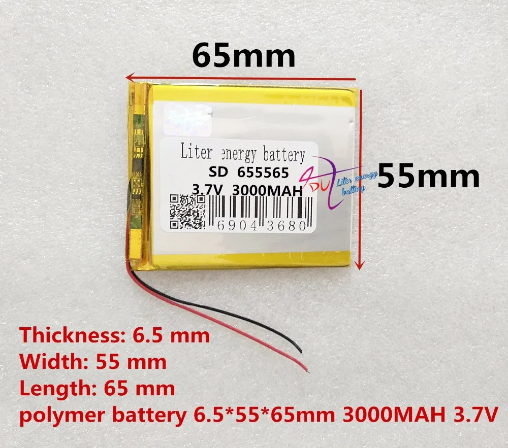 Melhor marca da bateria 3.7 V Frete grátis, 3000 mAH, [655565] PLIB; polímero de íon de lítio/bateria de Iões de lítio para dvr, GPS, mp3, mp4, telefone celular