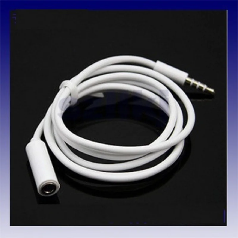 New White color 3.5 mm 4-pole Audio Stereo Headphone Male to Female Extension Cable 100cm Gold Connector
