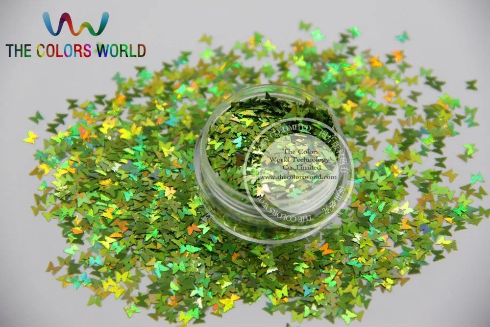 

L-61 Size 3 mm laser holographic Light Green color Glitter paillette butterfly shape spangle for DIY supplies1pack=50g