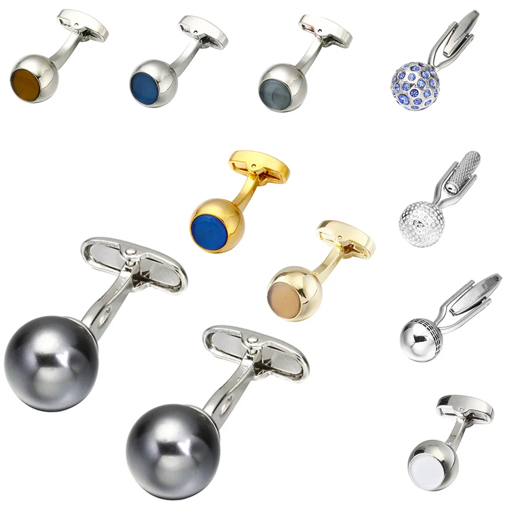 Memolissa High-end Sfera Opale Gemelli della Moda Gemelli Di Cristallo Gemelli Della Camicia da Uomo In Oro Smalto Placcato Terra Gemelli