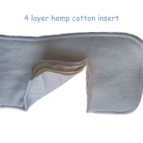 Free Shipping 4 Layer  Organic  Hemp Cotton Insert and baby Cloth Diaper nappy 5 sets