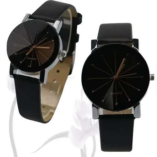 Men Women Fashion Alloy Faux Leather Watches Quartz Sports Dress Wrist Watch couple watch