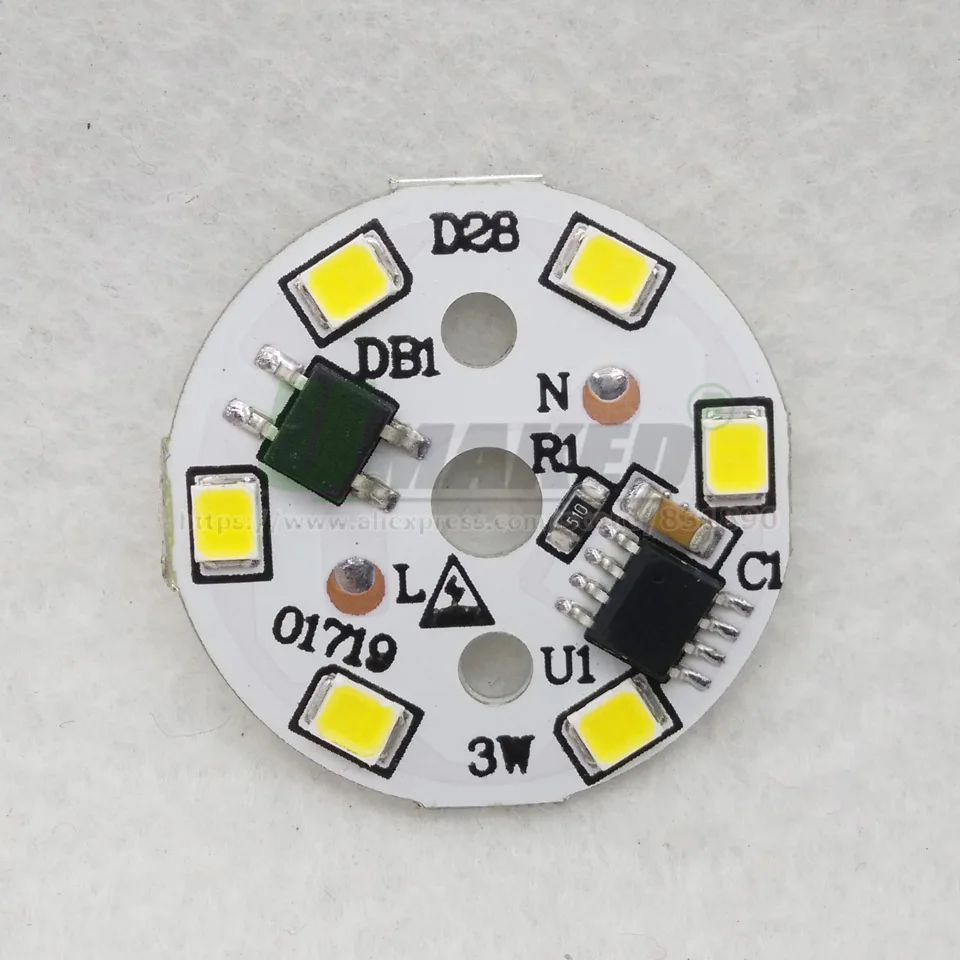 Imagem -04 - Módulo de Lâmpada Led 220v Placa de Alumínio com Driver ic Inteligente de 3w Dia28 mm Smd2835 270lm Fonte de Luz Quente Branca