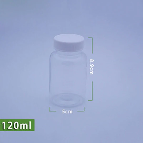 20pcs 120ml Transparent PET Medicine Bottles,Capsules/Pills/Powder/Vitamin Plastic Bottles--White Color Caps