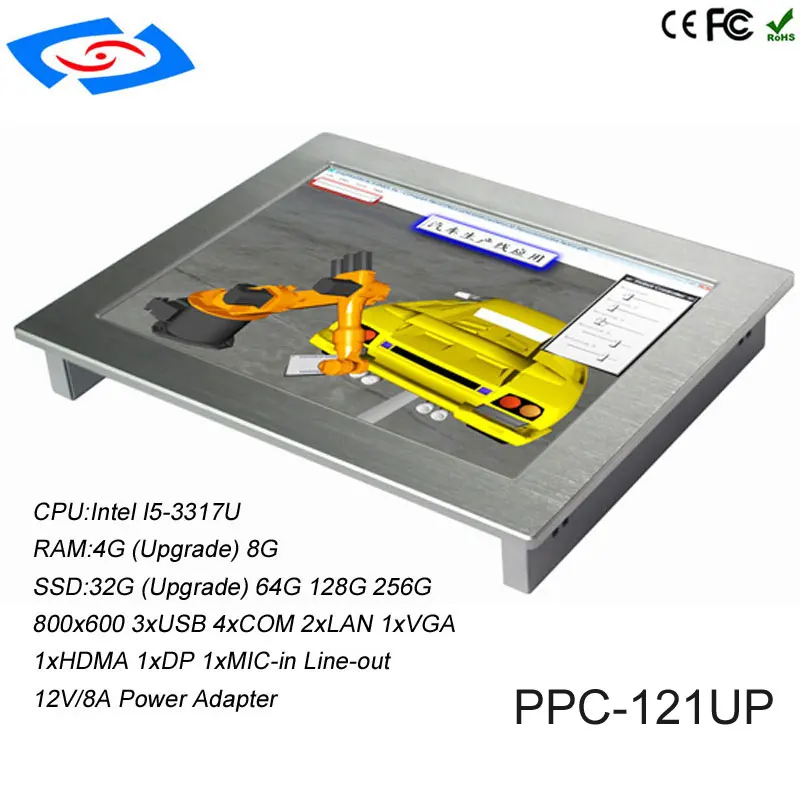 PC industrial del panel de 12,1" con la ayuda de Windows XP de la CPU 4G RAM 64G SSD de I7-3537U