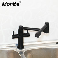 Monite Oil Rubbed Bronze Swivel Kitchen Faucet 360 Rotatable Swivel Spout Black Kitchen Vessel Sink Faucet Mixer Tap