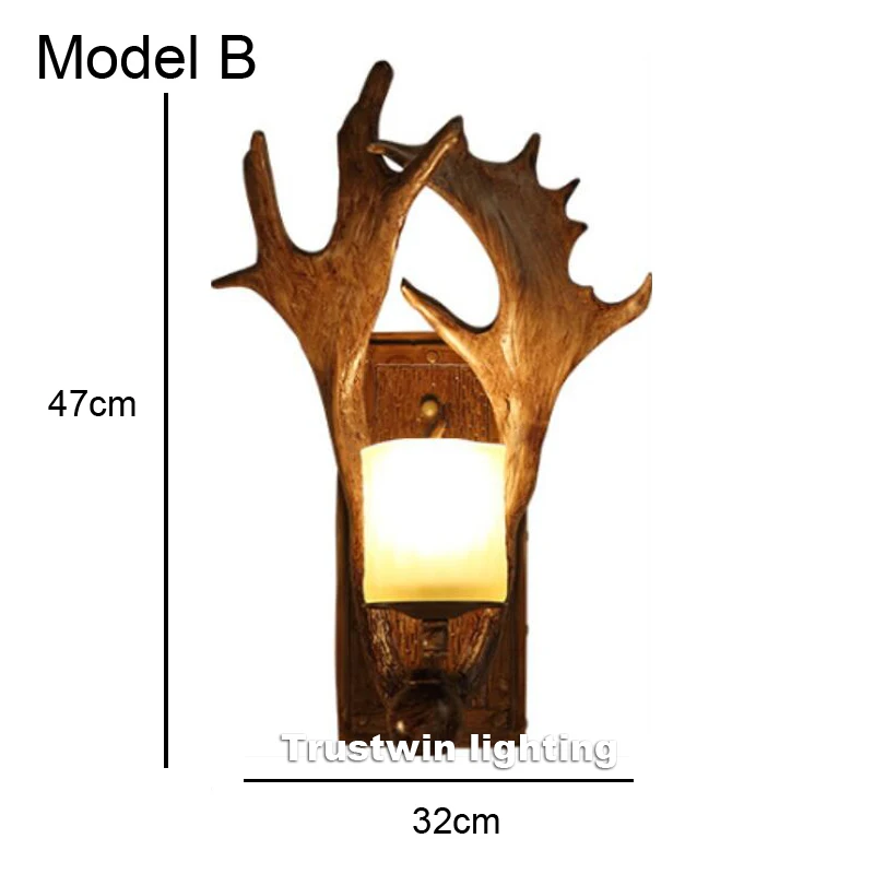 Wooden feeling resin decorative LED wall light lamp sconce deer horn antler retro white deer wall lamp light LED tree branch