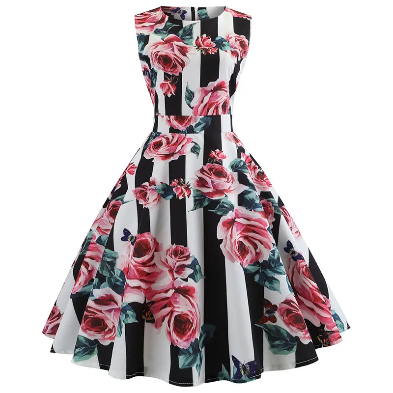 Retro White Poker Print Summer Dress Women Vintage Dress 50s 60s Polka Dot Pin Up Rockabilly Dress  Robe