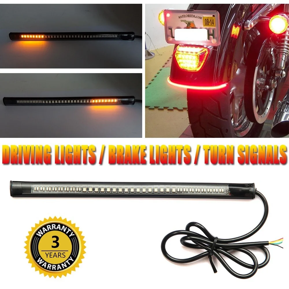 

CO LIGHT LED Strip 48Leds Waterproof Flexible LED Light Strip Rear Tail Brake Stop Turn Signal License Plate Light Motorcycle