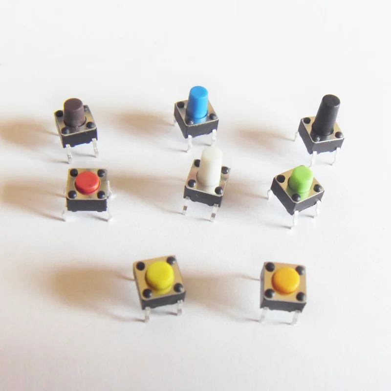 200pcs/lot 4 pins 6*6*8 mm Tactile Push Button Tact Switches 6x6x8mm Color Red//Yellow/Blue/Green/White etc.