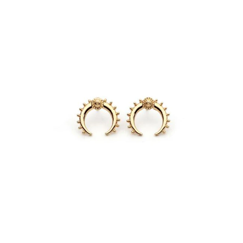 New Punk Half Moon Studs Earrings For Women Chunky Alloy Crescent Pendant Post Earrings Fashion Jewelry Pendientes Moon Earrings