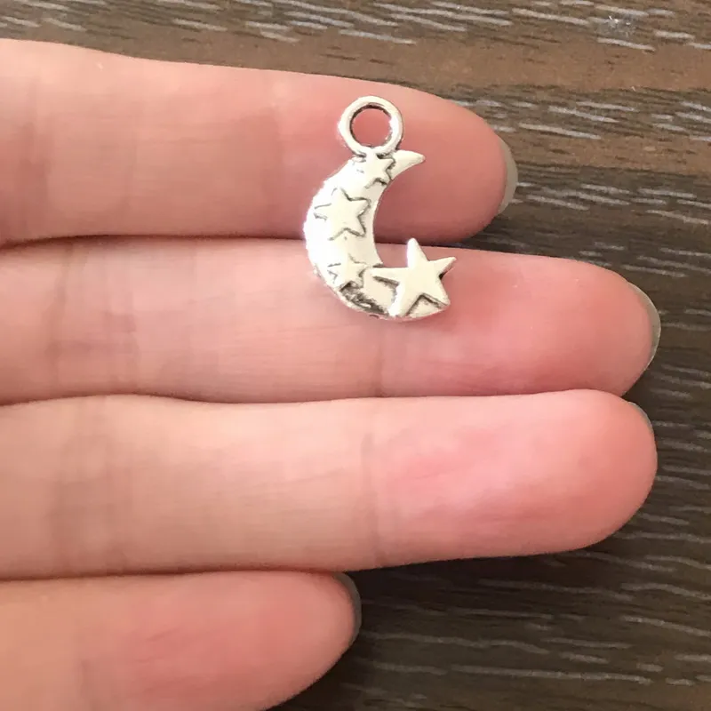 20PCS DIY Jewelry Making Crescent Moon Charms Zinc Alloy Moon Pendant Charm for Charm Bracelet Necklaces Earrings Zipper Pulls