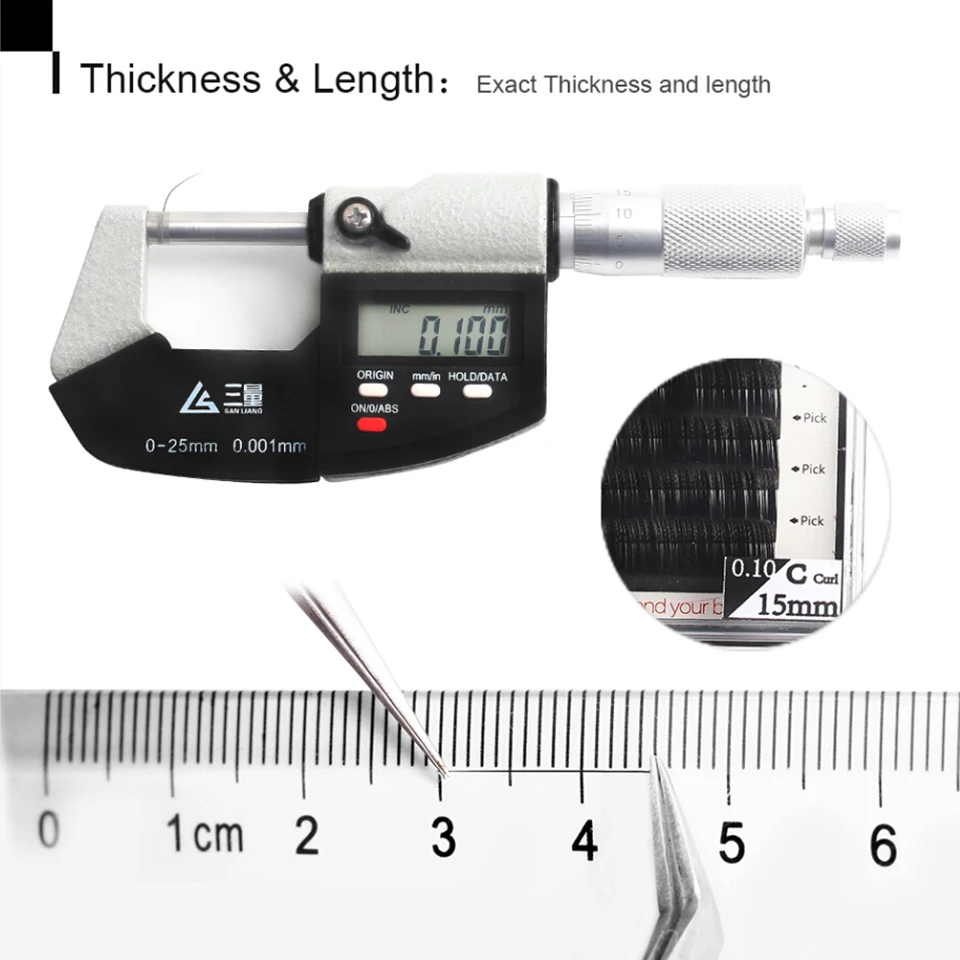 0,05–0,25 Dicke B/C/D Curl 3D-Wimpernverlängerung, natürliche Wimpernverlängerung für Profis, Volumen-Wimpernverlängerung