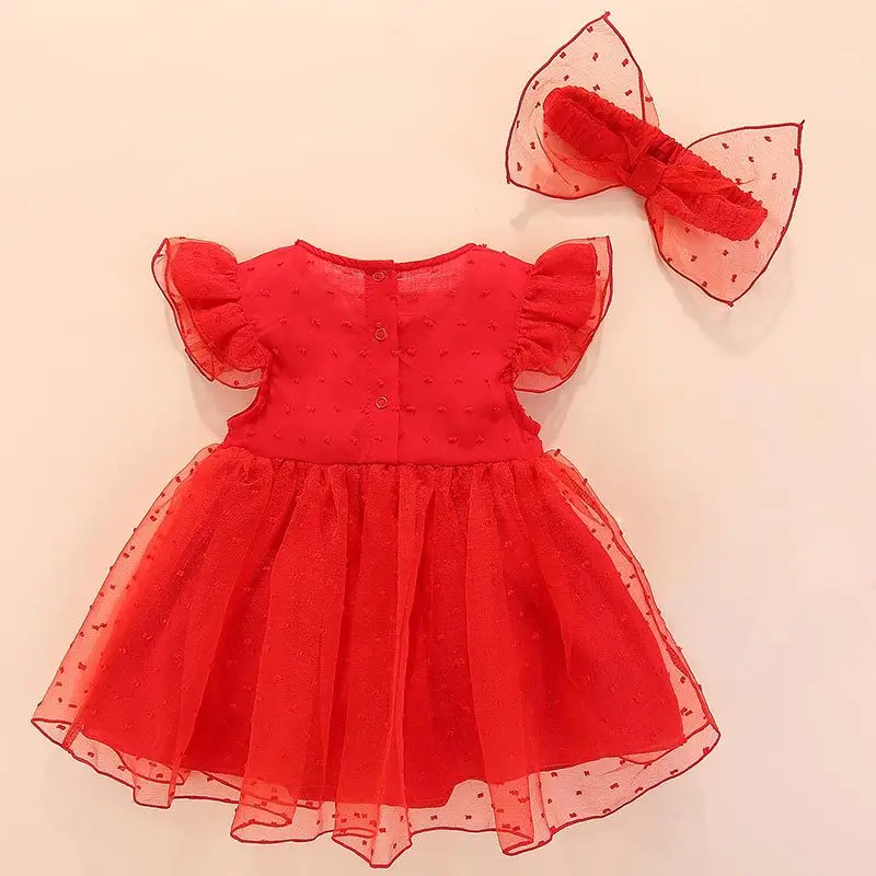 Baby Baptism Dress 2019 Red New Born Baby Girls Infant Dress Vestidos Bebe White Christening Dress For Baby Girl 3 6 9 Months image 2