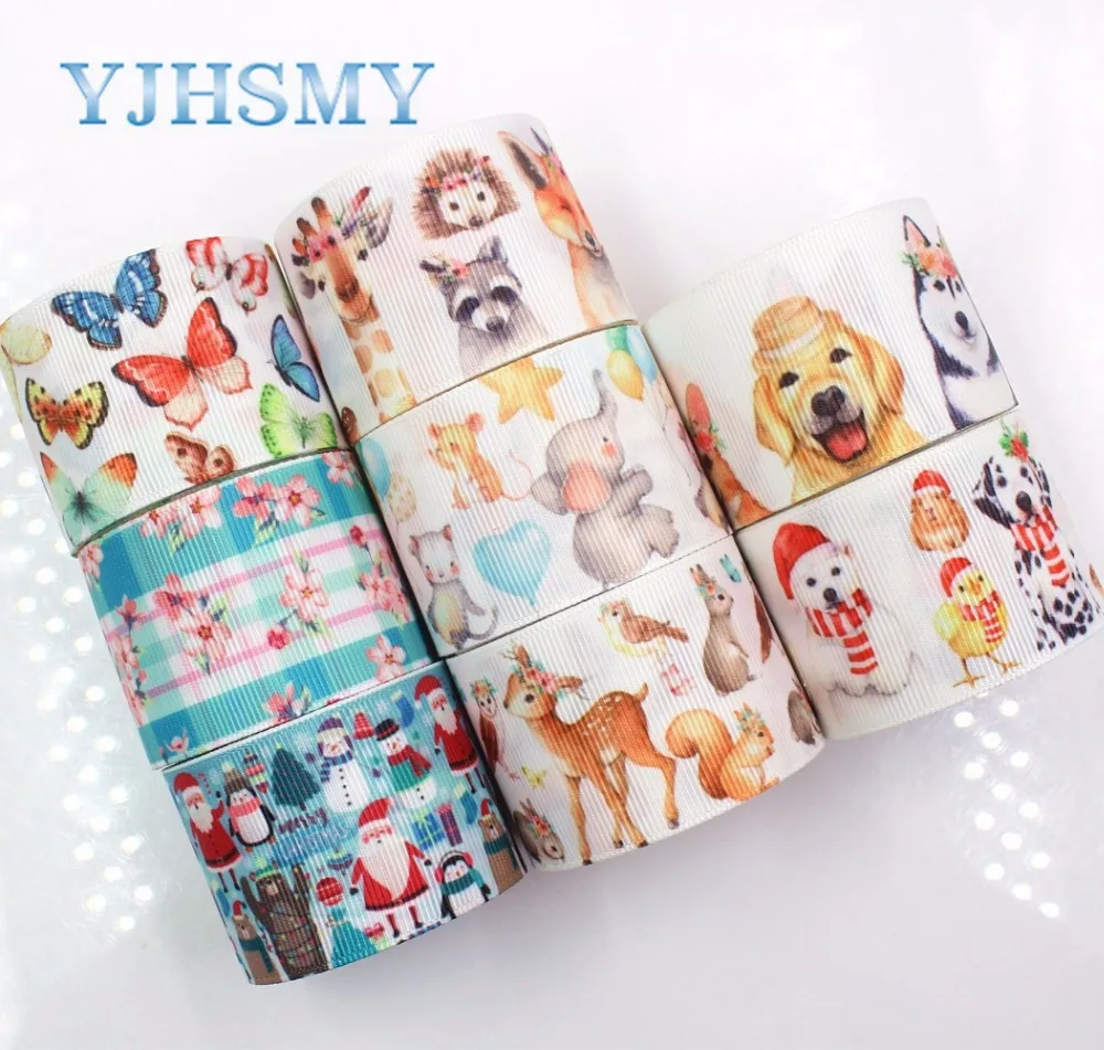 YJHSMY G-18831-1077,38 mm 10 yards Small animals Ribbons Thermal transfer Printed grosgrain Wedding Accessories DIY material