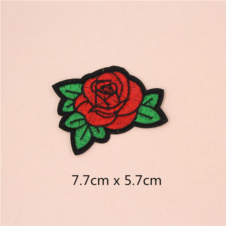 1X tessuto ricamato fiore rosa Patch vestiti adesivi borsa cucire ferro su Applique abbigliamento fai da te cucito accessori di abbigliamento BU114