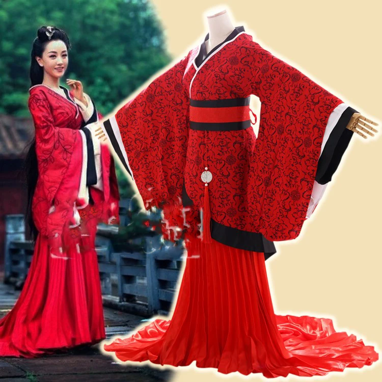 Huo Cheng Jun Drama Costume Red Gorgeous Hanfu Costume TV Play Love Story of the Desert- Yun Zhong Ge Hanfu Wedding Dress