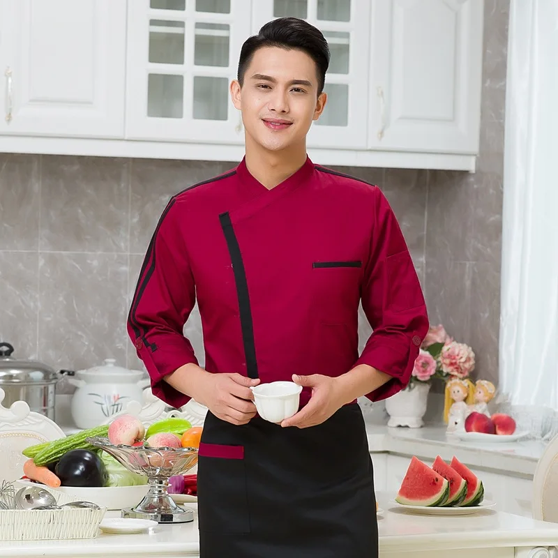 New Arrival Hotel Chef  Jacket Adult  Long Sleeved  Chef Uniforms Autumn and Winter Hotel Cake Bakers Clothes B-5926