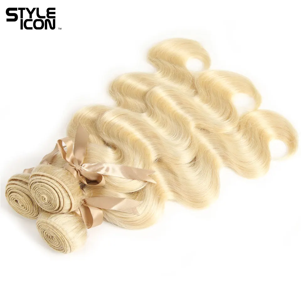 Styleicon Body Wave Blonde 613 Hair with Closure Brazilian Blonde Remy Hair with Closure Honey Blonde Hair Weave with Closure