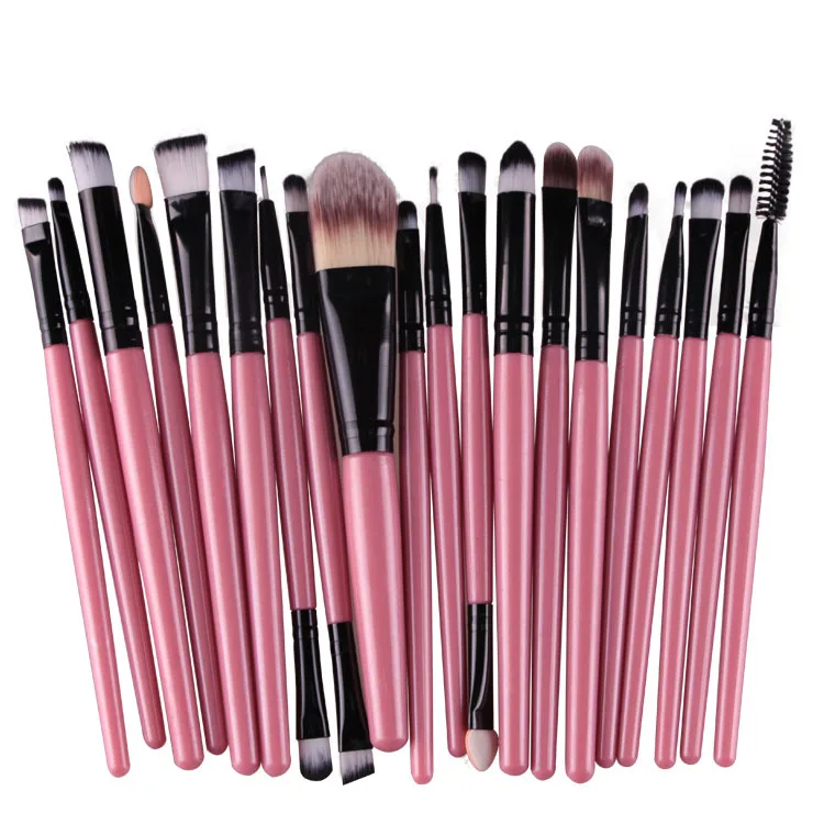 Wholesale 21 colors Professional 20pcs Makeup Brushes Eyeliner Lip Cosmetic Brush Foundation Cream Cosmetic Powder Blush 100sets