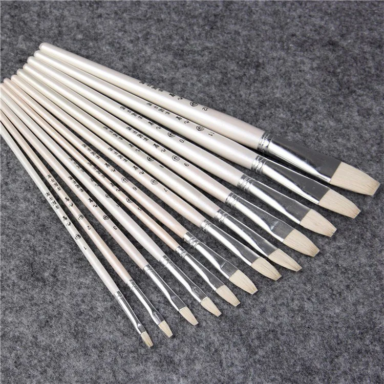 6 pcs/Set nine holy sheep tail flat pen set gouache water color brush artists Drawing Art Supplies chese wool hair paintbrush