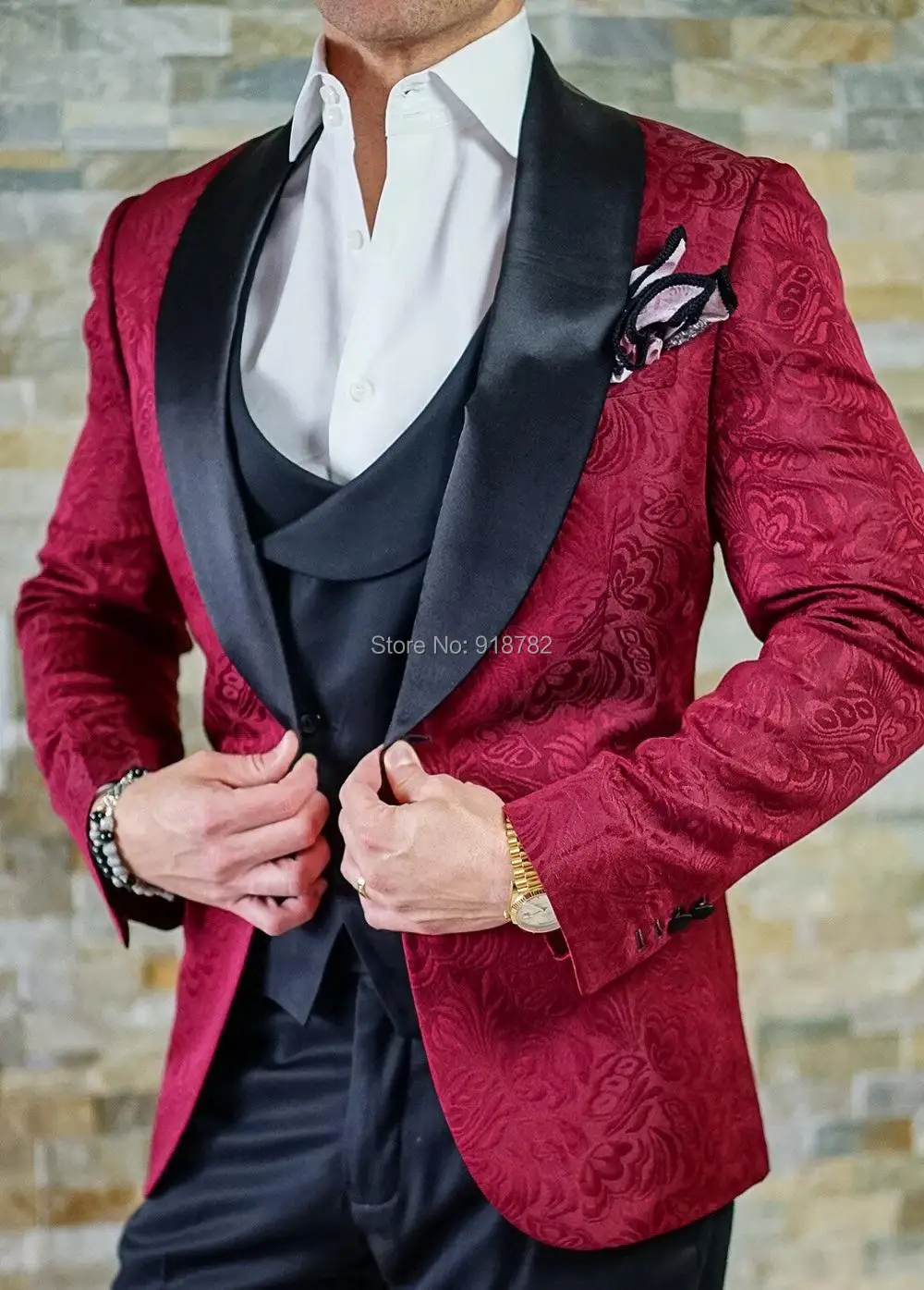 

Latest Coat Pant Designs 2024 Costume Mariage Homme Burgundy Blazer Black Vest Pant Wedding Groom Suit Tuxedo Groomsman Suit